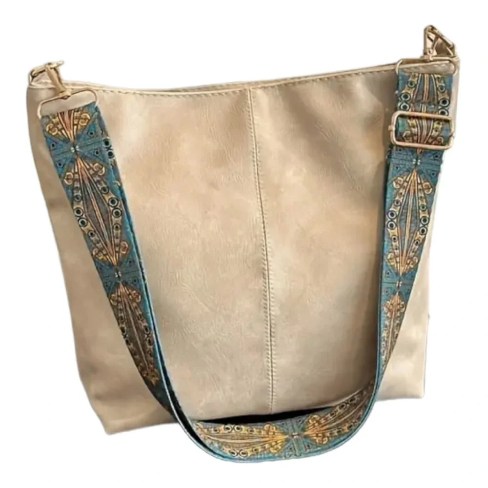 ‼️$7‼️ Women's Boho Wide Strap Crossbody Bag, Stylish Multi-Functional Hobo